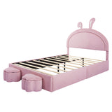 Full Size Velvet Upholstered Princess Platform Bed Frame with Headboard