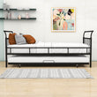 Metal Twin Daybed with Trundle and Curved Armrest - [Backless]