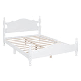 Traditional Full Size Low Profile Wood Platform Bed Frame with Headboard