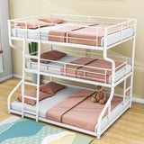 Modern Low Full XL Over Twin XL Over Queen Triple Bunk Beds for Kids - [Metal]