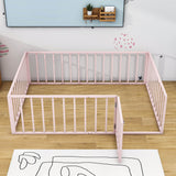 Montessori Full Size Metal Toddler Floor Bed with Rails for Kids