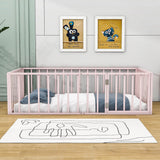 Montessori Twin Metal Toddler Floor Bed with Rails for Kids