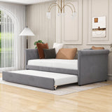 Modern Luxury Twin Size Upholstered Daybed with Trundle for Adults - [Backless]