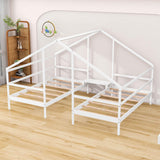 Wooden Double Twin House Beds with Built-in Table