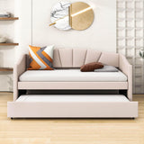 Velvet Upholstered Twin Daybed with Trundle Bed