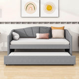 Velvet Upholstered Twin Daybed with Trundle Bed