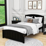 Wood Modern Classic Platform Bed with Headboard for Kids Adults