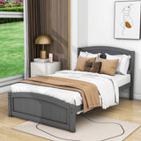 Wood Modern Classic Platform Bed with Headboard for Kids Adults