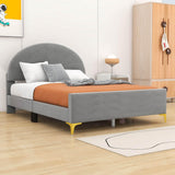 Velvet Upholstered Full Size Platform Bed Frame with Headboard