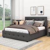 Upholstered Queen Size Platform Bed with Storage and Twin XL Trundle - [Headboard]