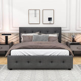 Upholstered Queen Size Platform Bed with Storage and Twin XL Trundle - [Headboard]