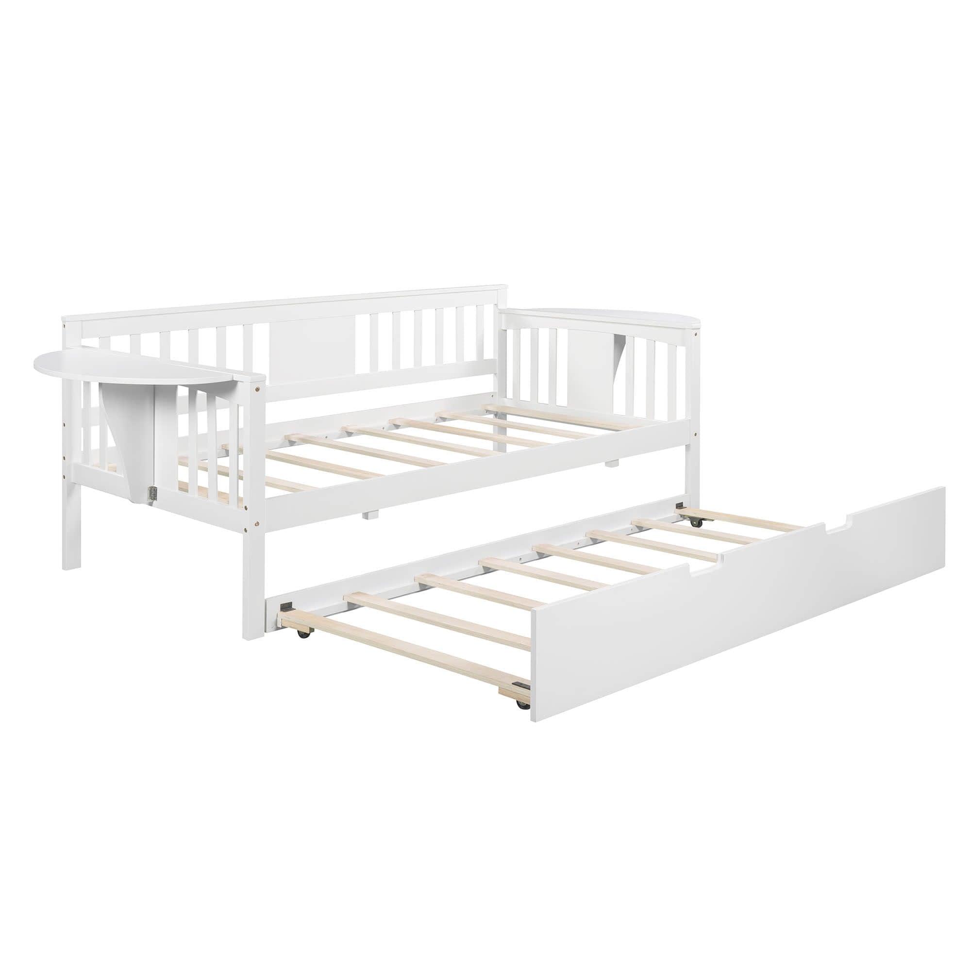 Wooden Twin Daybed with Trundle Bed and Storage