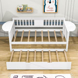 Wooden Twin Daybed with Trundle Bed and Storage