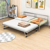 Convertible Metal Twin Daybed with Pop Up Trundle Bed