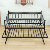 Metal Full Size Daybed with Foldable Pop-Up Trundle