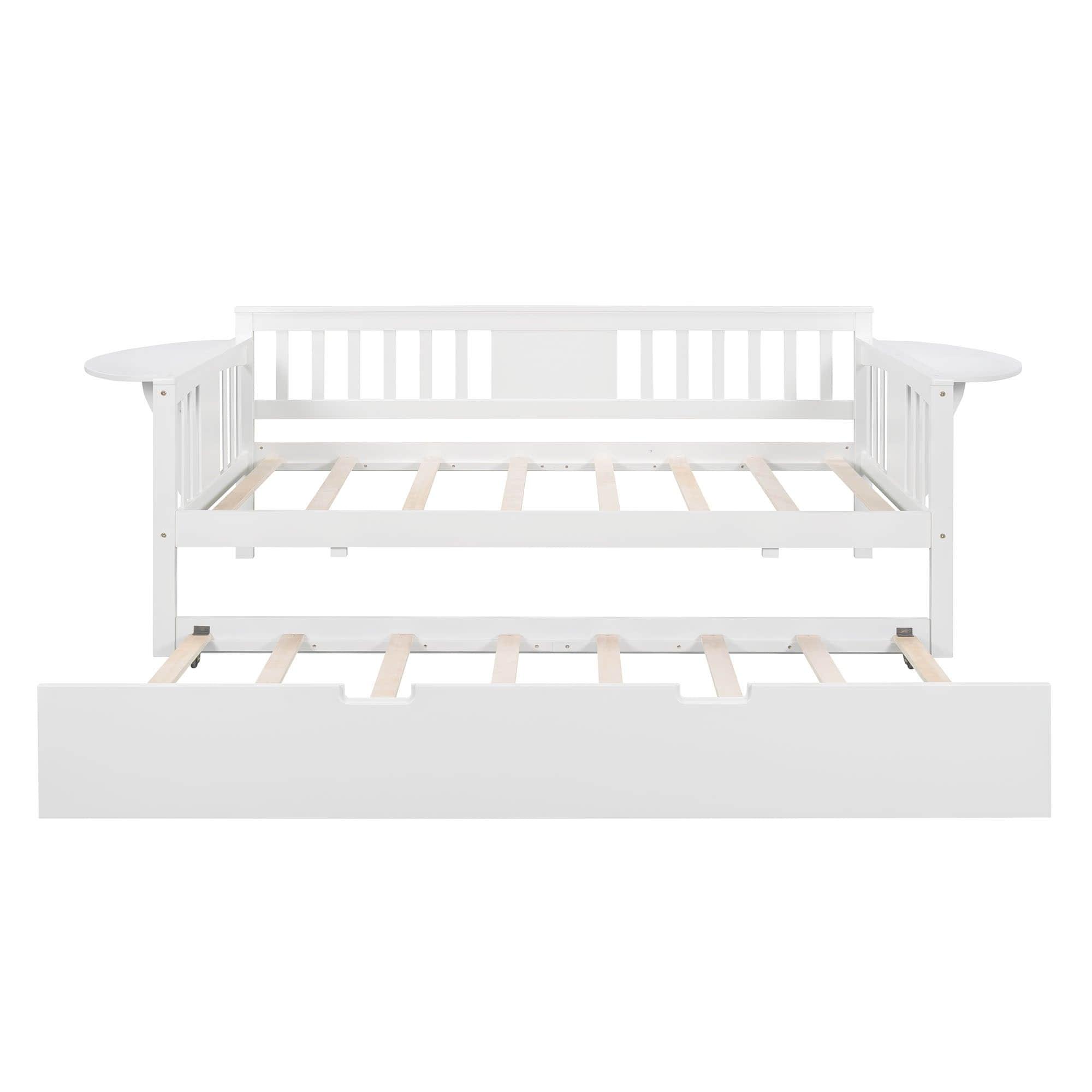 Wooden Twin Daybed with Trundle Bed and Storage