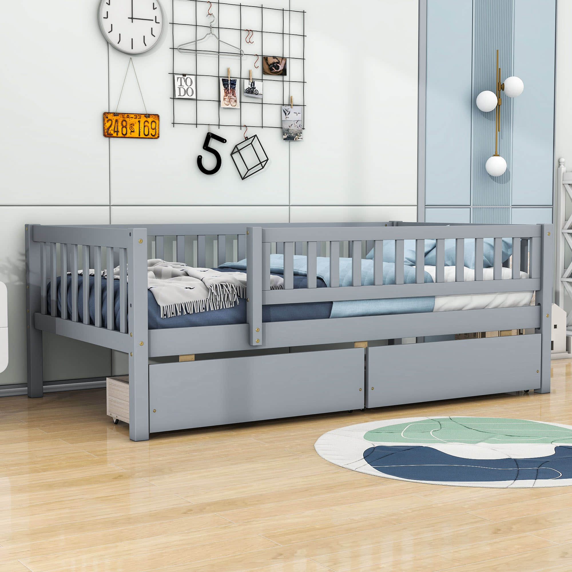 Twin Size Toddler Nursery Daybed with Storage Drawers