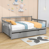 Wooden Full Size Daybed with Twin Trundle