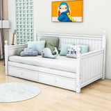 Wood Twin Daybed With Twin Trundle & Beadboard Back