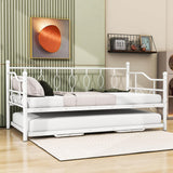 Metal Twin Size Daybed with Twin Pop Up Portable Folding Trundle