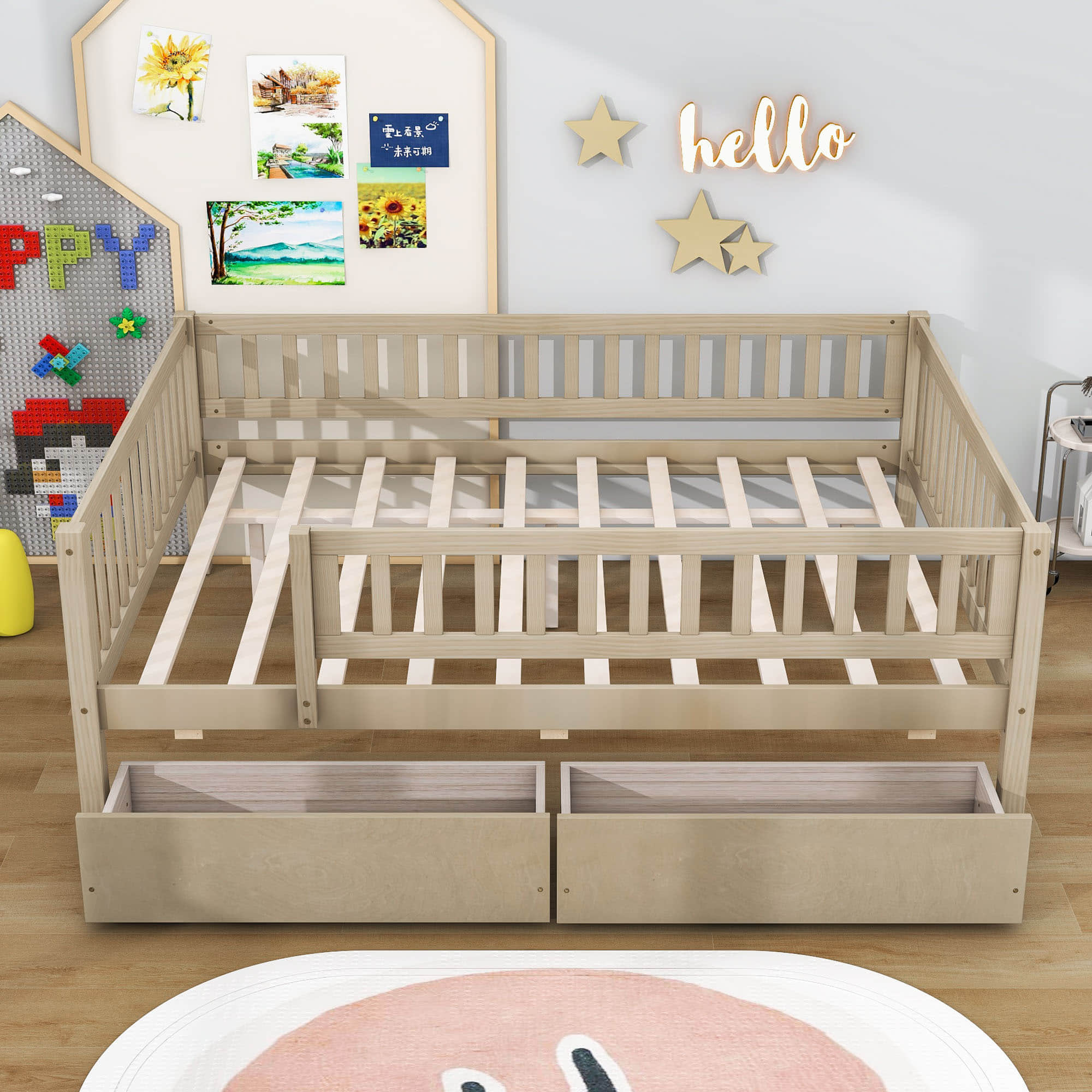 Full Size Toddler Nursery Daybed with Storage Drawers