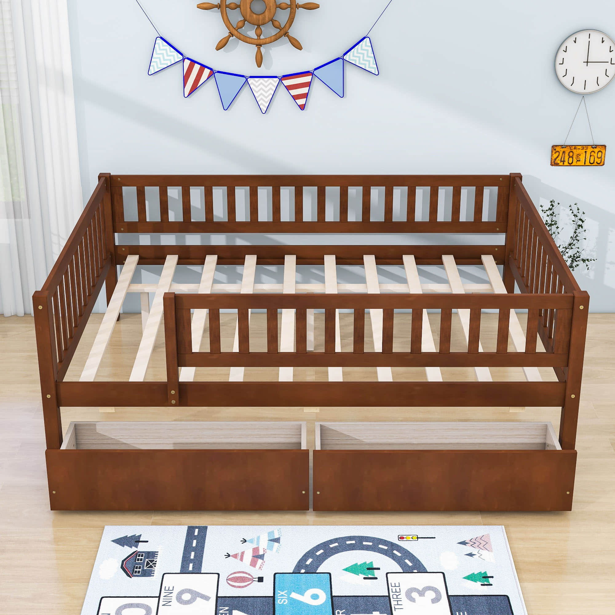 Full Size Toddler Nursery Daybed with Storage Drawers