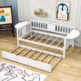 Wooden Twin Daybed with Trundle Bed and Storage