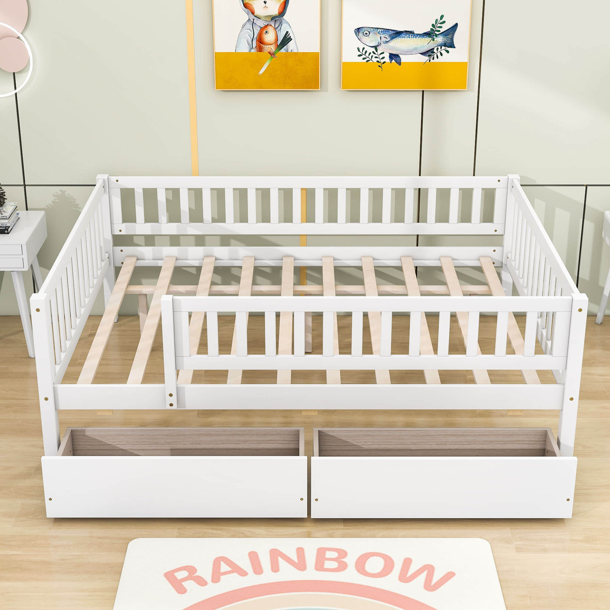 Full Size Toddler Nursery Daybed with Storage Drawers