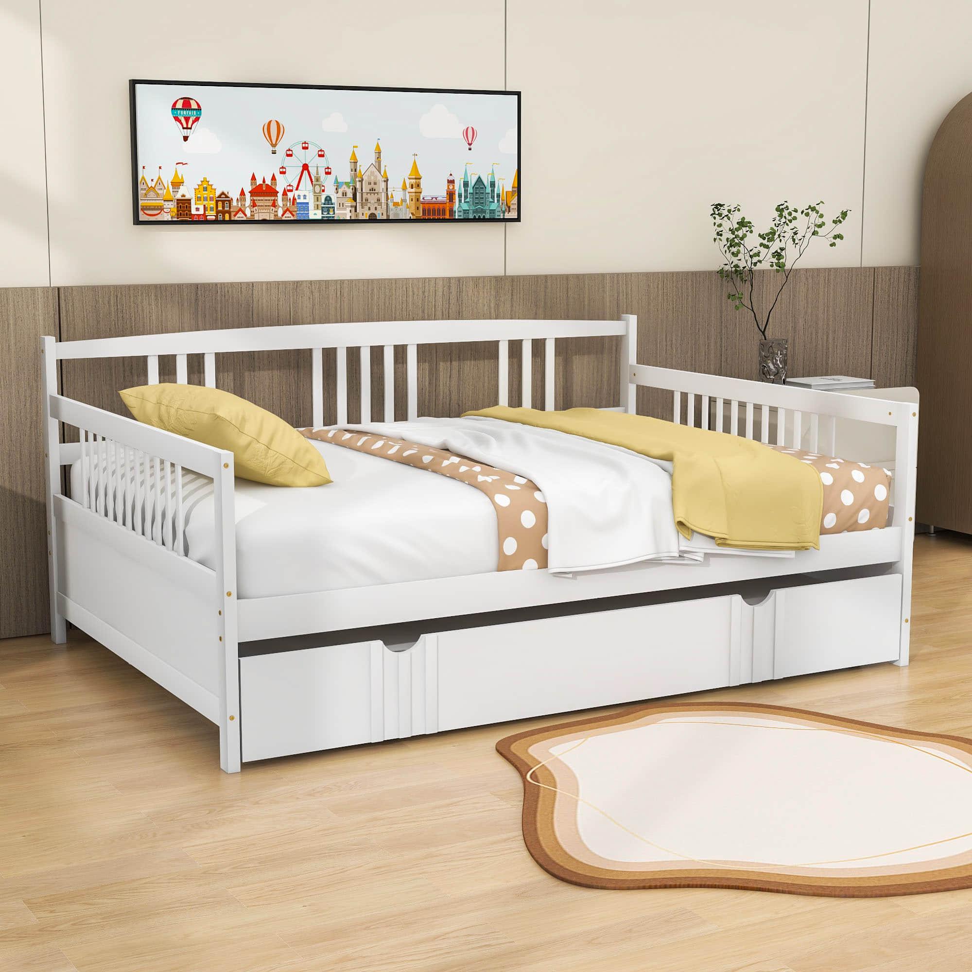 Wooden Full Size Daybed with Twin Trundle