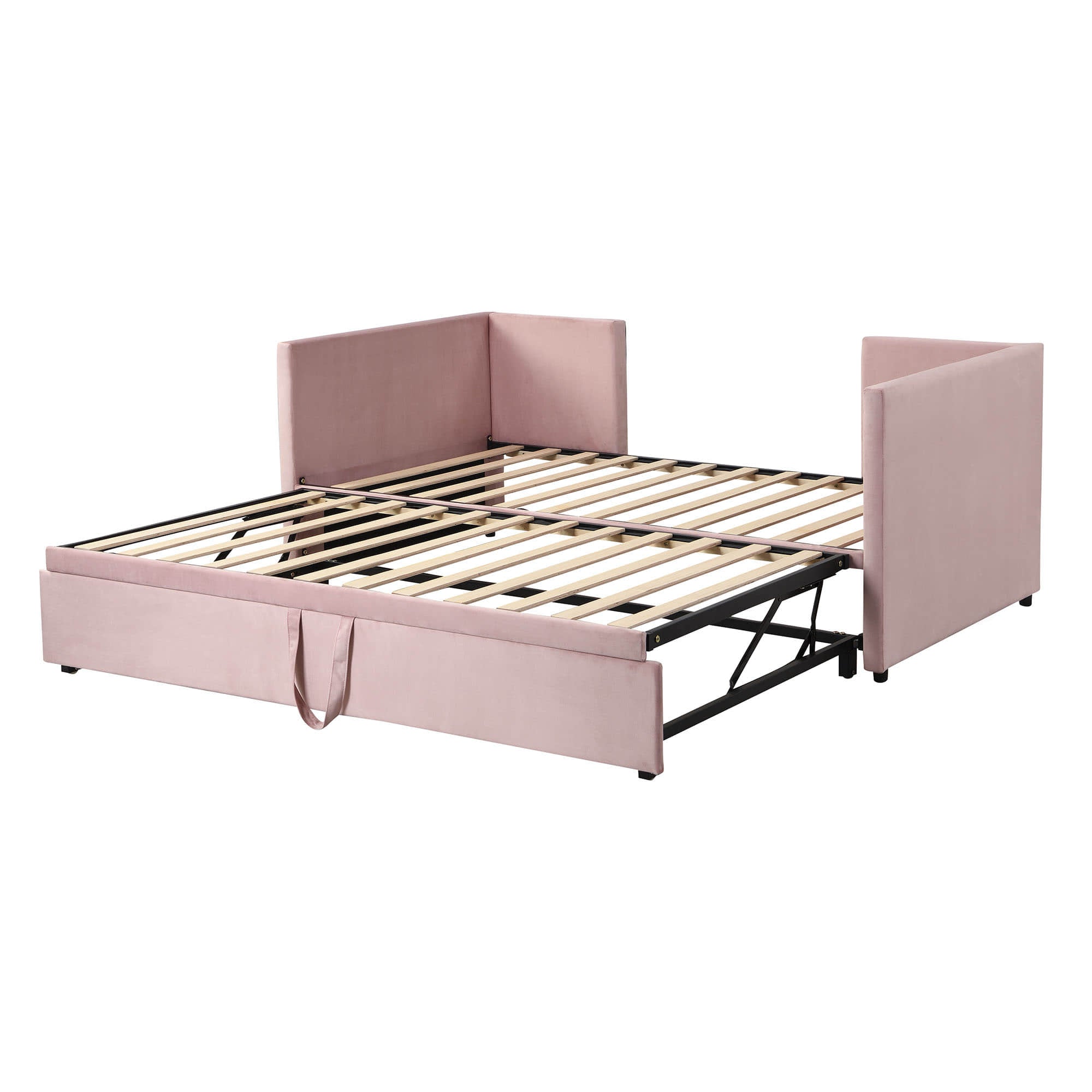 Twin Size Upholstered Daybed with Adjustable Pop Up Trundle