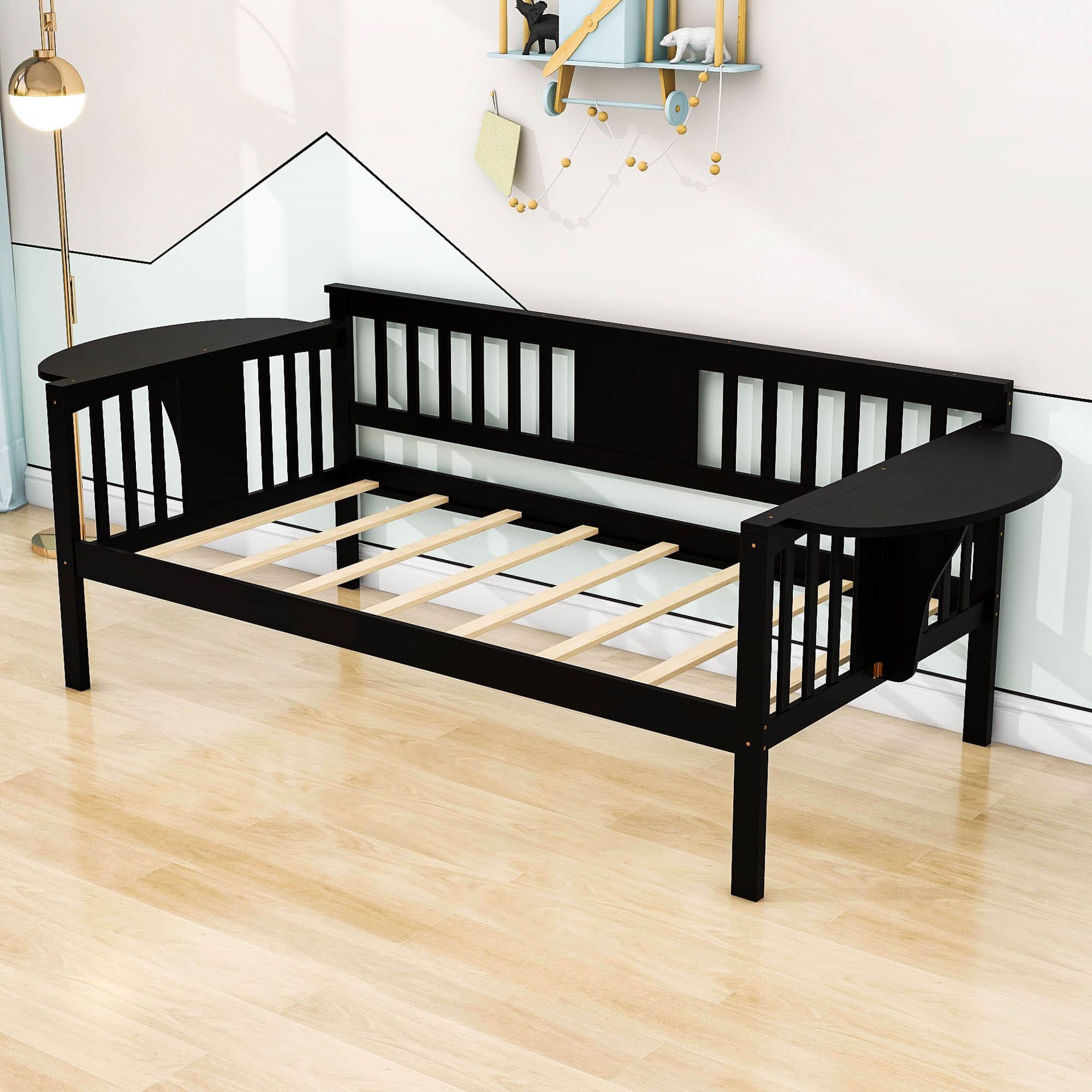 Wood Twin Daybed with Storage - [Side Table/Shelves]