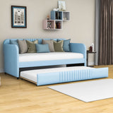 Modern Twin Upholstered Daybed with Trundle Bed - [Sofa Bed in Living Room]