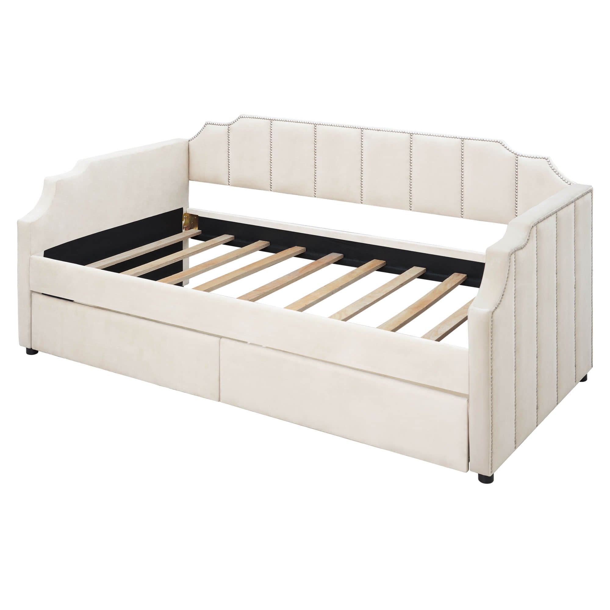 Modern Twin Size Upholstered Daybed with Storage Drawers