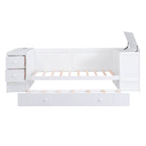 Smart Twin Daybed with Trundle Bed and Storage Arms, Charging Station