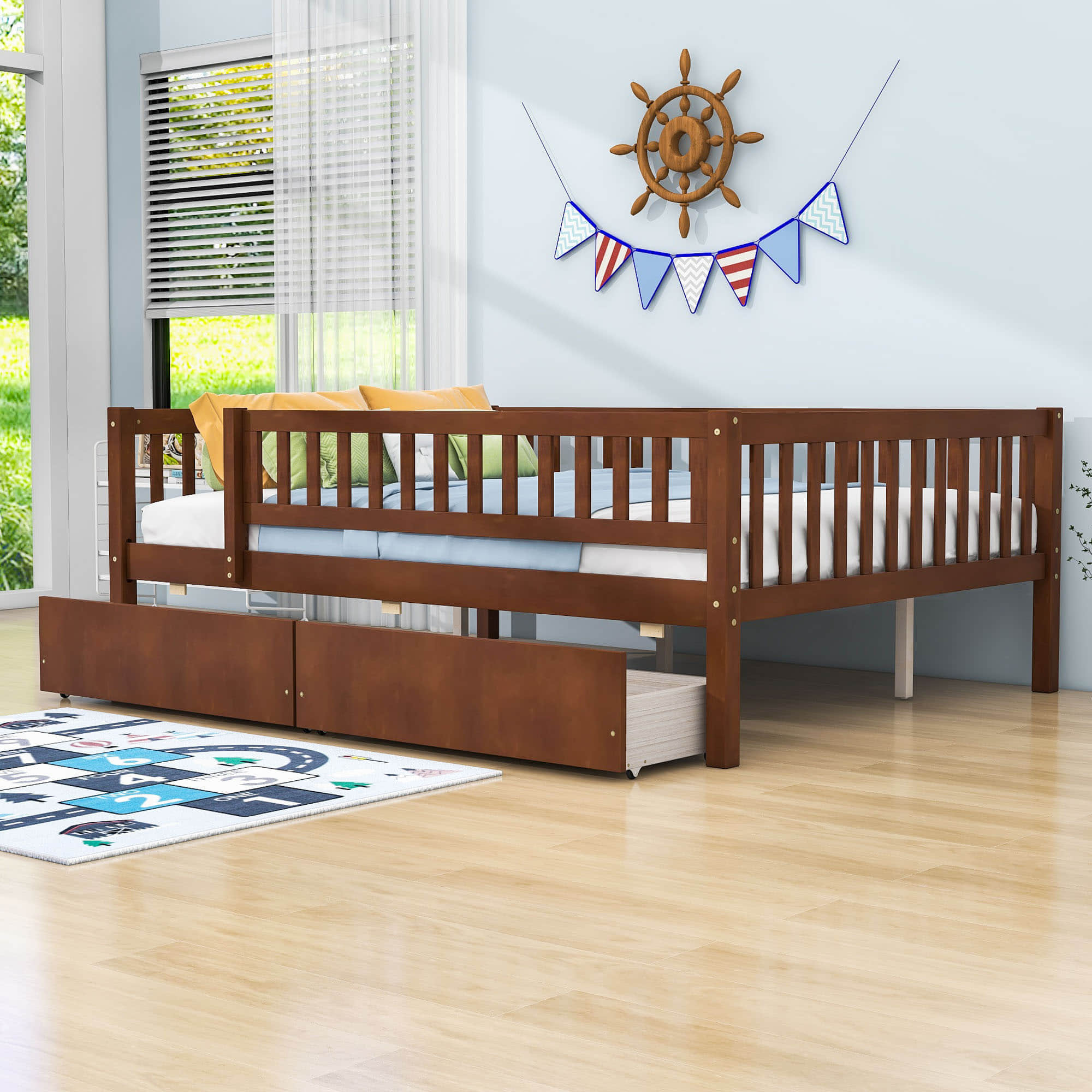 Full Size Toddler Nursery Daybed with Storage Drawers