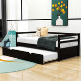 Wooden Low Twin Daybed Frame with Twin Trundle