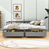 Wood Twin to King Daybed with Extendable Trundle and Storage Drawers