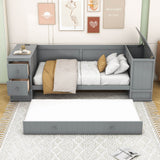 Smart Twin Daybed with Trundle Bed and Storage Arms, Charging Station