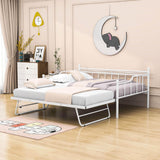 Metal Full Size Daybed with Foldable Pop-Up Trundle