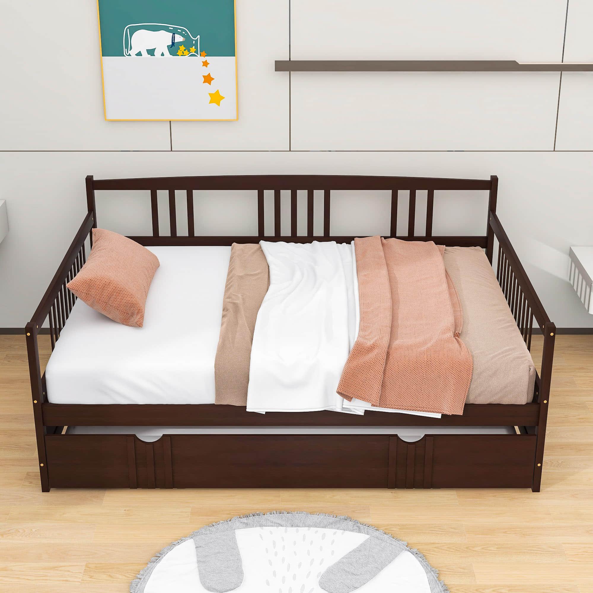 Wooden Full Size Daybed with Twin Trundle