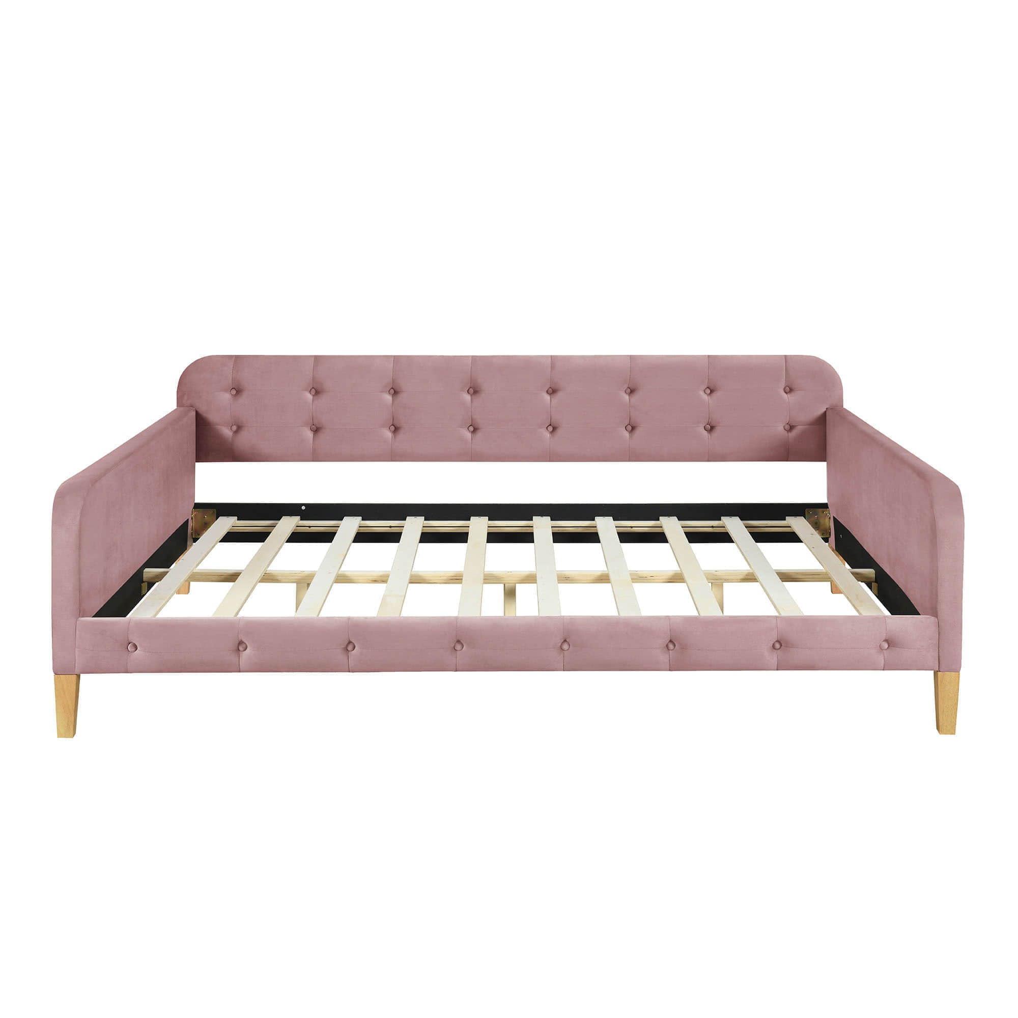 Modern Full Size Velvet Upholstered Daybed with Slats