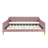 Modern Full Size Velvet Upholstered Daybed with Slats