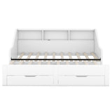 Wooden Twin to King Extendable Daybed with Pull-out Trundle and Storage