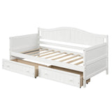 Wood Twin Daybed with Storage Drawers and Arch Back