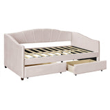 Velvet Upholstered Twin Daybed with Storage - [Drawers]