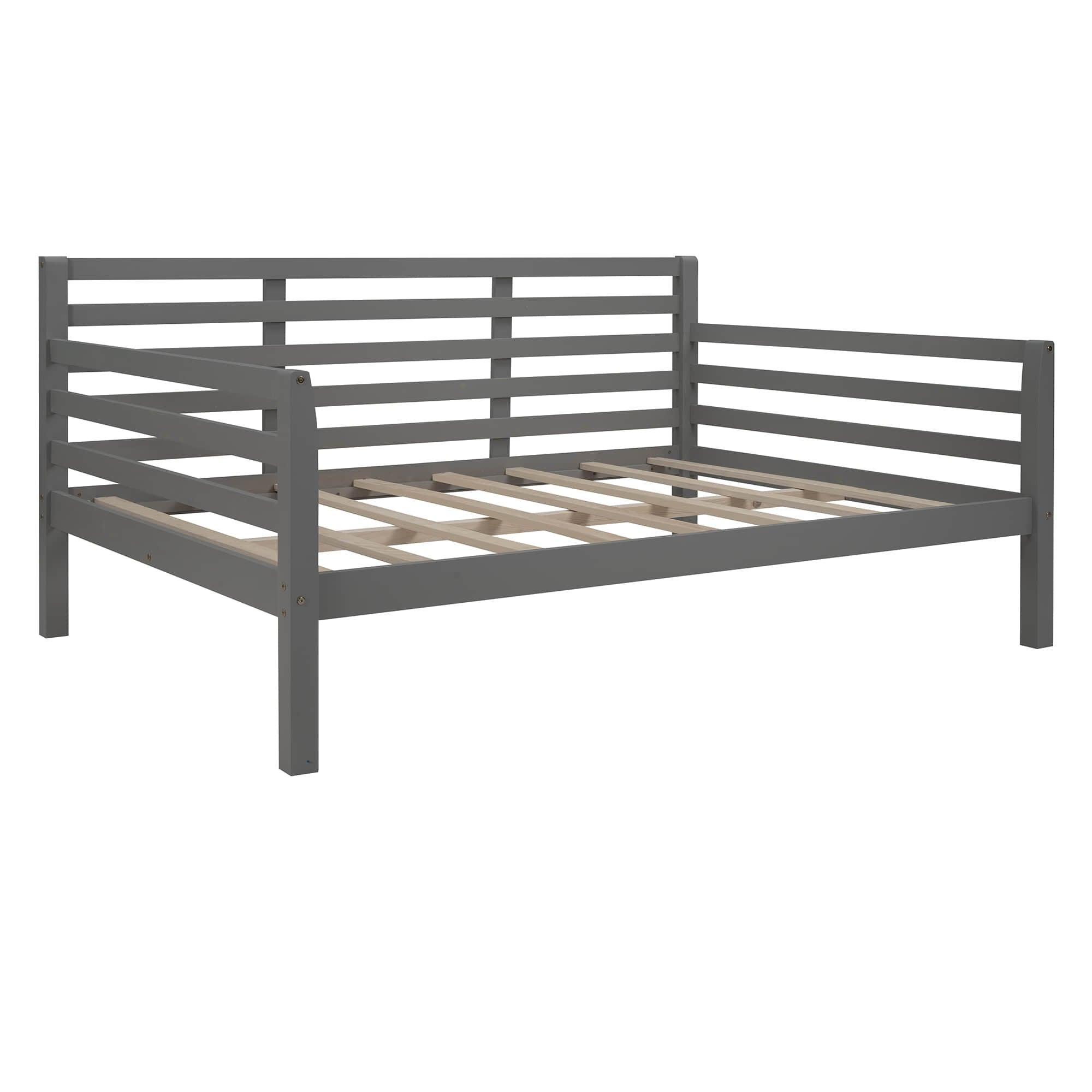 Wooden Full Size Daybed with Slat Backrest