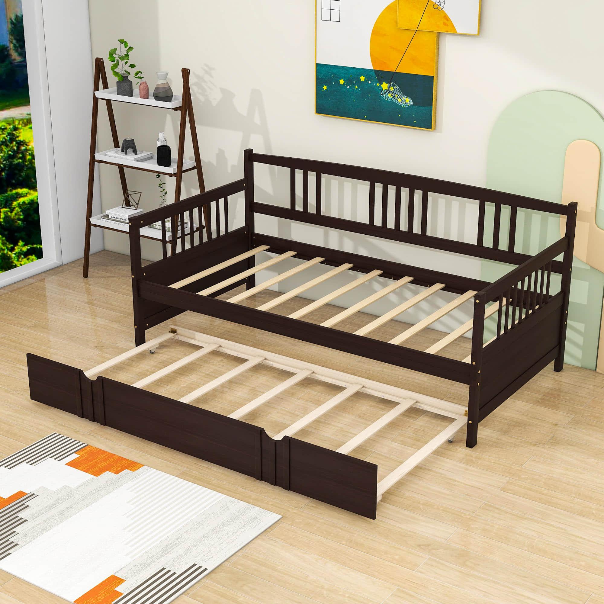 Wooden Twin Daybed with Twin Trundle