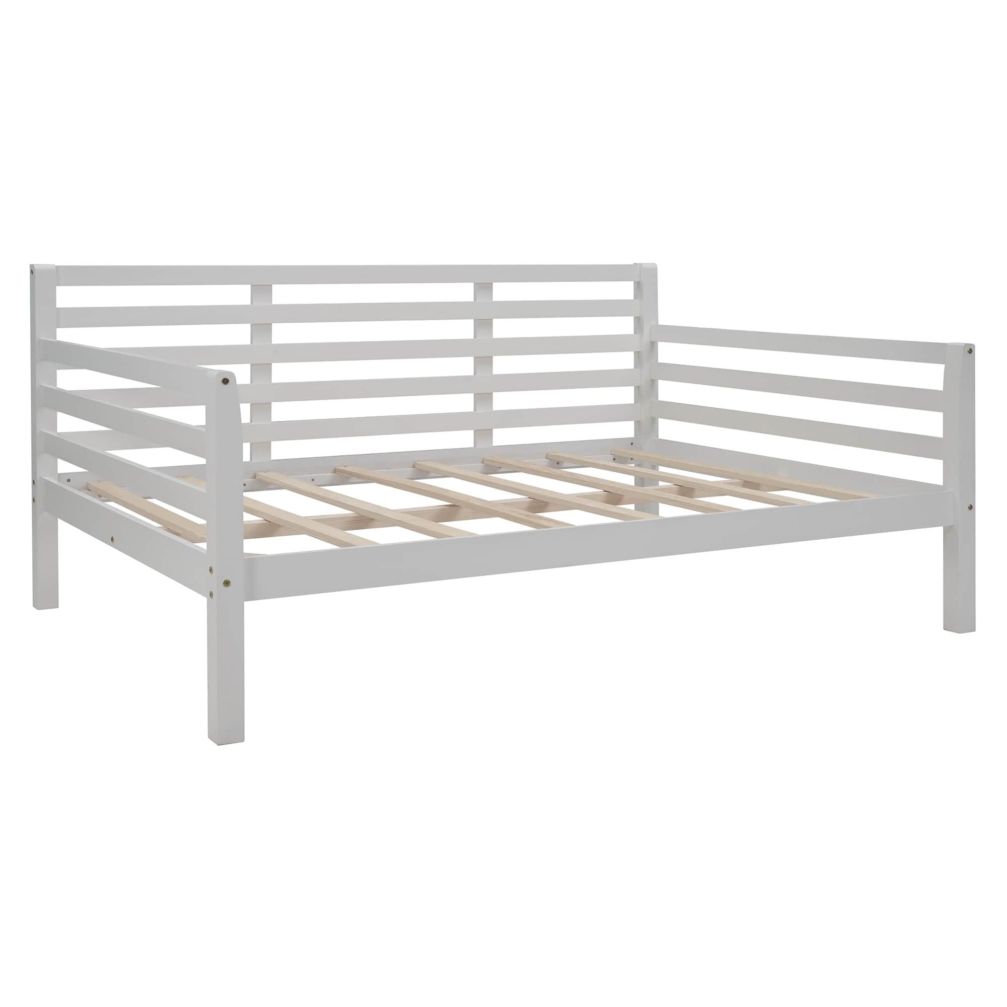 Wooden Full Size Daybed with Slat Backrest