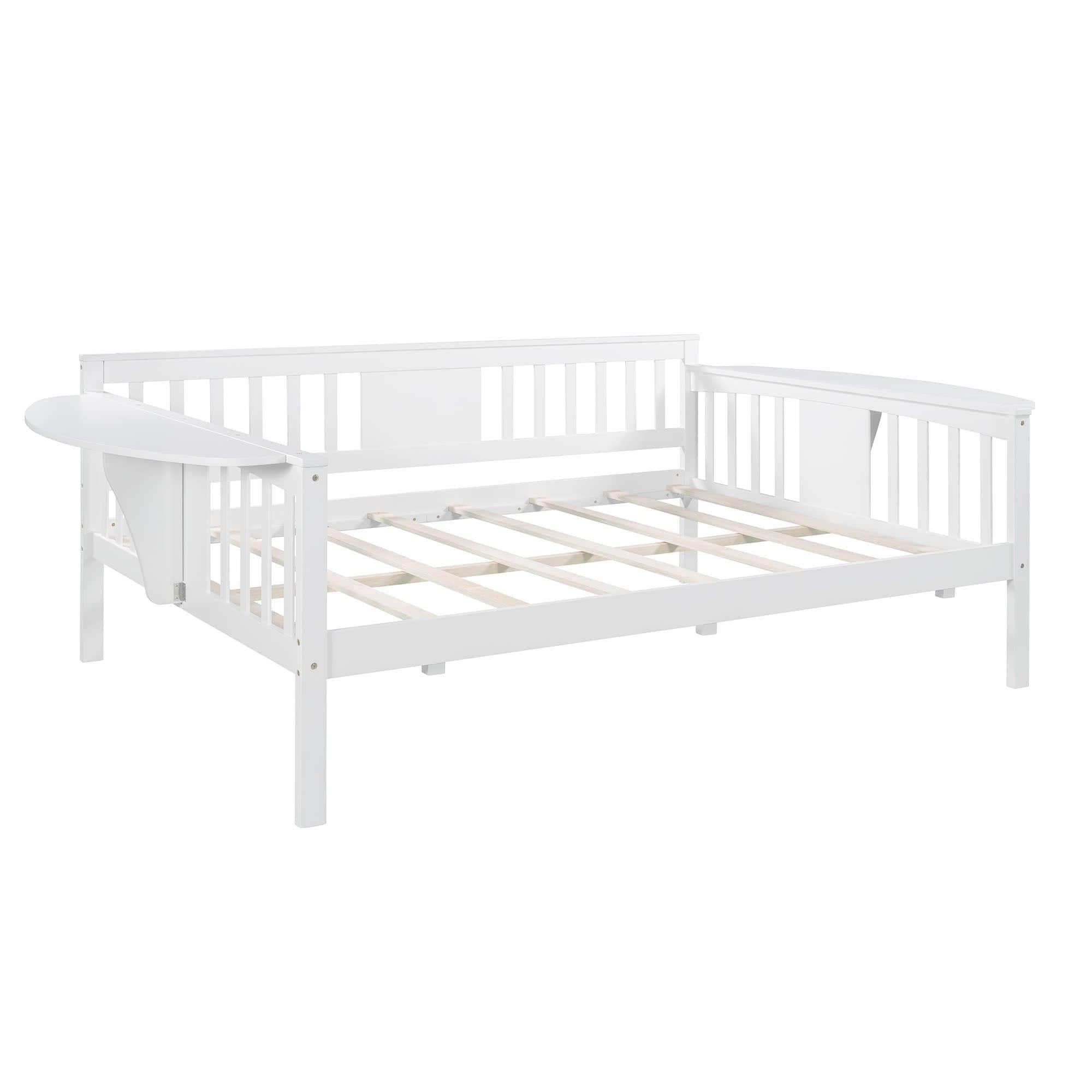 Wood Full Size Daybed with Storage - [Side Shelves]