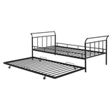 Metal Twin Daybed with Trundle and Curved Armrest - [Backless]